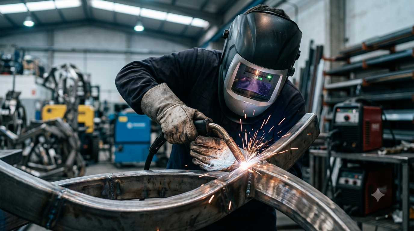 Soldador profesional trabajando: cuánto gana un soldador en España